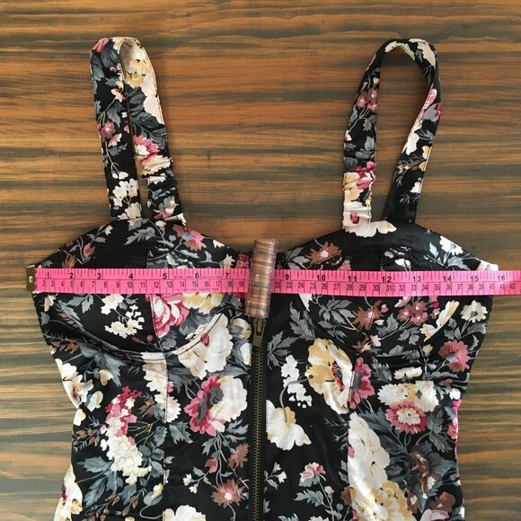 [Rachael & Chloe] Zip Front Black Floral Padded Tank | S | Good - Picture 4 of 13